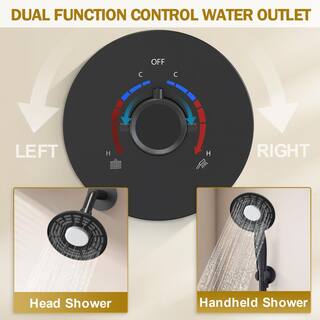 CRANACH 2-Spray 5 in. LED 3-Color Dual Shower Head Wall Mount Handheld Shower Head 2.5 GPM in Matte Black(Valve Included) SRSFS-1022-BK5