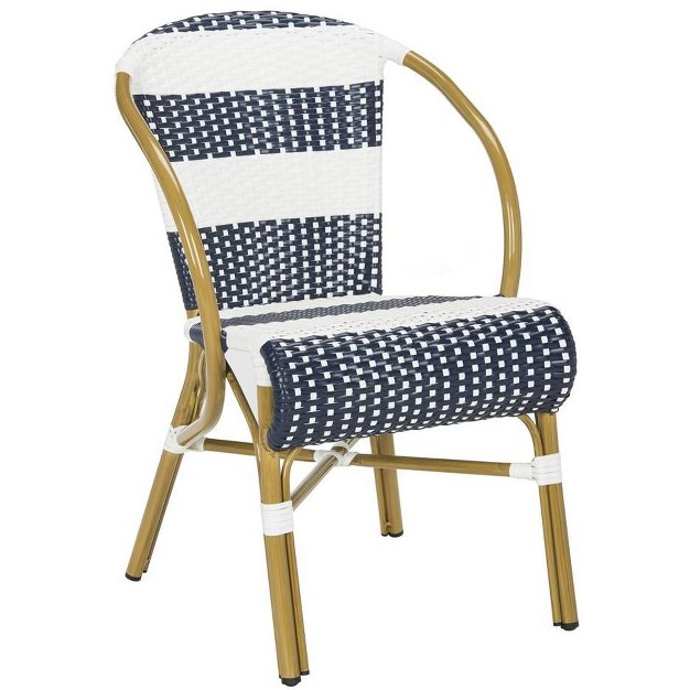 Sarita Striped French Bistro Side Chair set Of 2 Navy white Safavieh