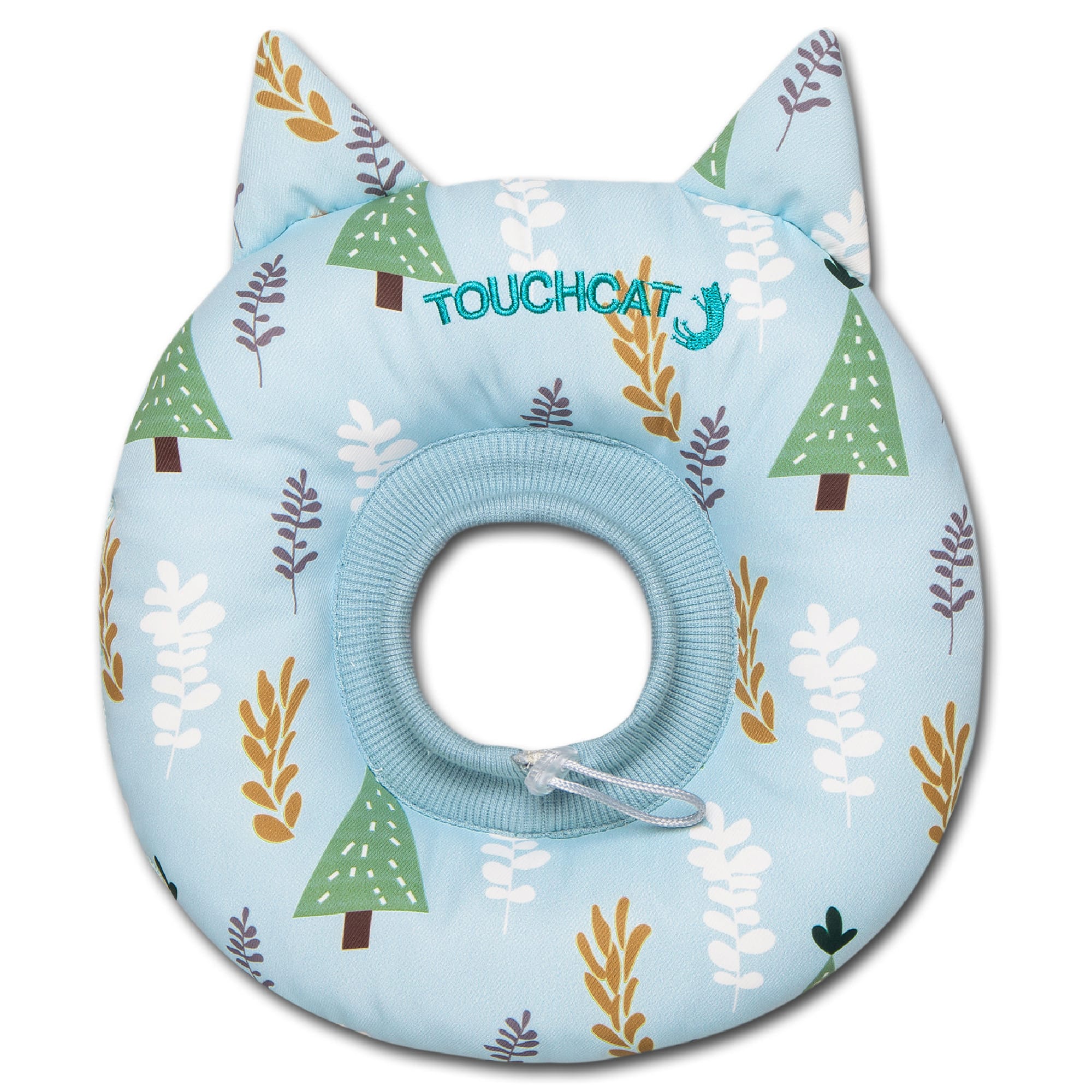 Touchcat Blue 'Ringlet' Licking and Scratching Adjustable Pillow Cat Neck Protector， Small