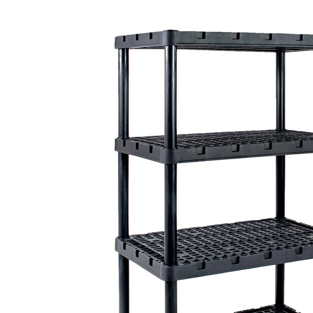 GRACIOUS LIVING Black 24 in. x 56.25 in. x 36 in. Knect-A-Shelf 3-Tier Plastic Light Duty Interlocking Storage Shelving Unit 91085-1C