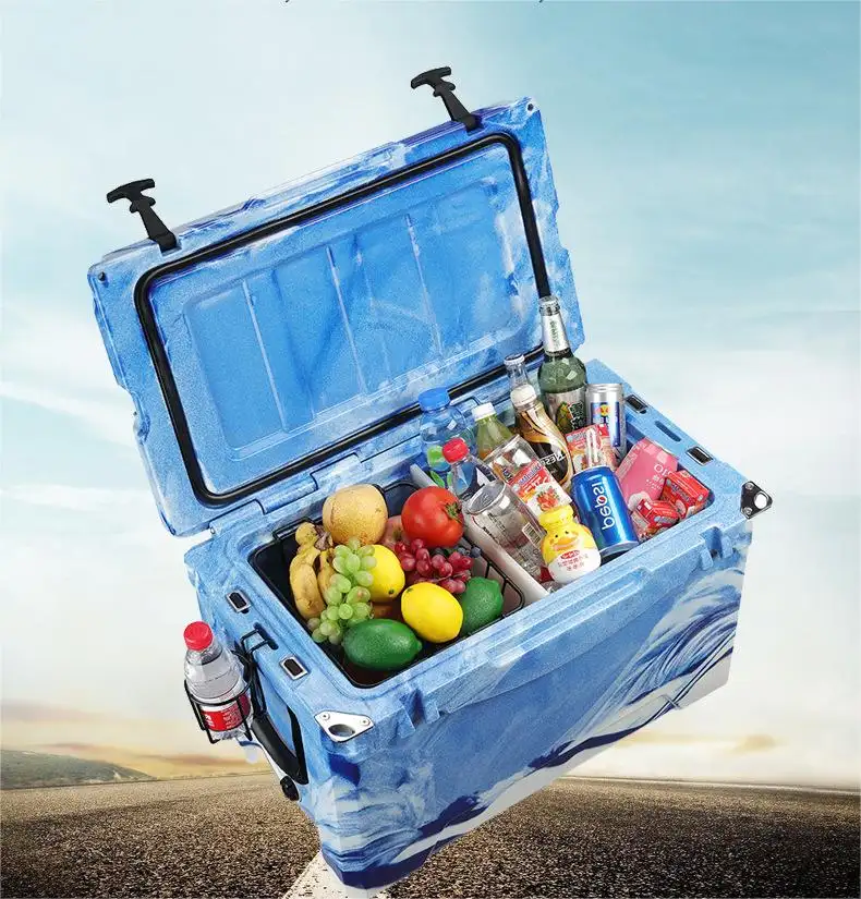 High Quality Outdoor Portable Car Hard Coolers LLDPE PU 35QT Rotomolded Cooler Box For Camping Hiking Picnic