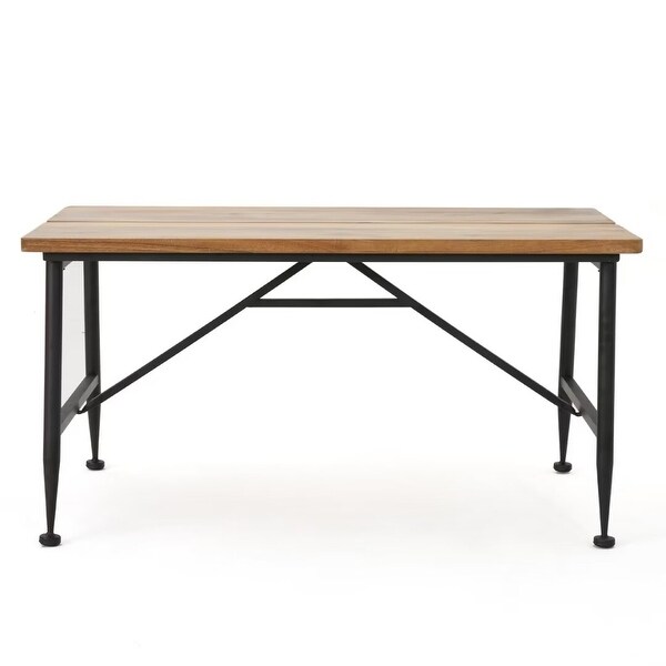 Outdoor industrial acacia wood+metal table，for graden and patio