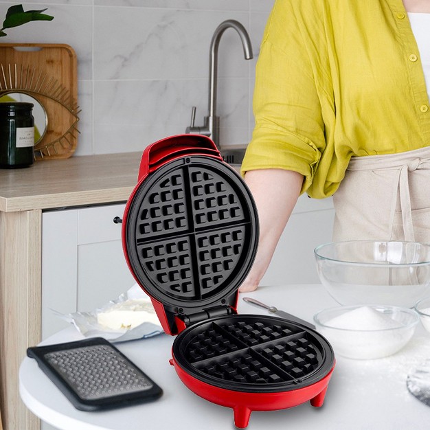 Courant Personal Grill And Waffle Maker red Bundle