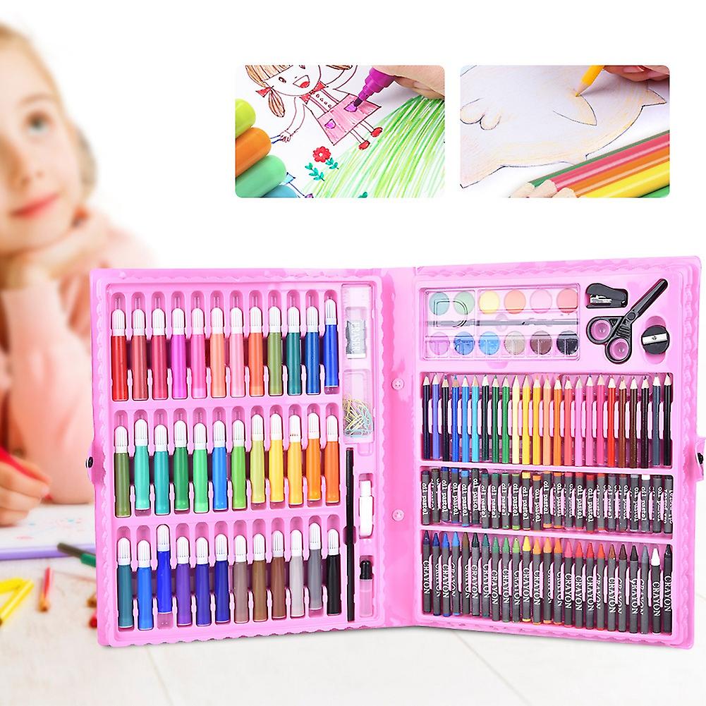 150pcs Watercolor Pen Oil Pastel Crayons Colored Pencil Set Art Painting Supplies (pink)