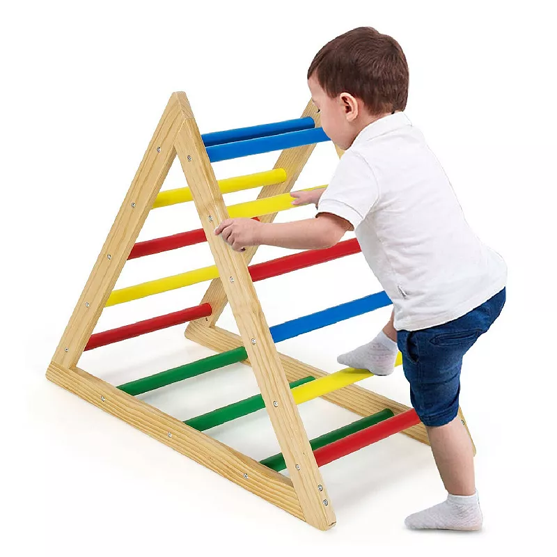 Climbing Triangle Ladder with 3 Levels for Kids-Multicolor