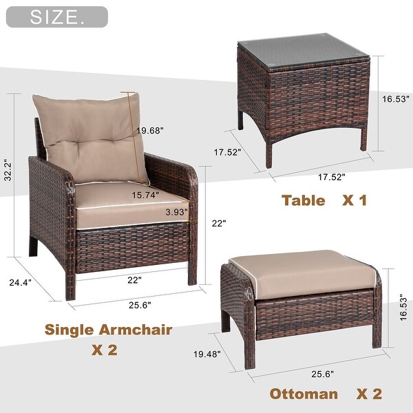 Futzca 5pc. Brown Wicker Small Patio Furniture Set