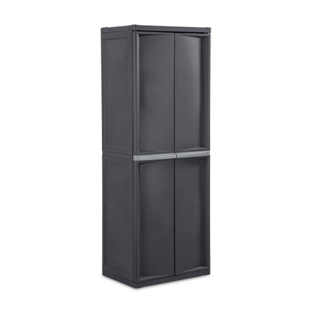 Sterilite Adjustable 4-Shelf Gray Storage Cabinet with Doors 01423V01-WMT