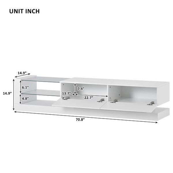 Nestfair Modern Entertainment Center TV Stand with Two Media Storage Cabinets and 16-color RGB LED Color Changing Lights