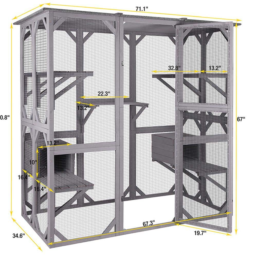 aivituvin Walk-in Extra Large Outdoor Cat Enclosure Connected To House AIR37