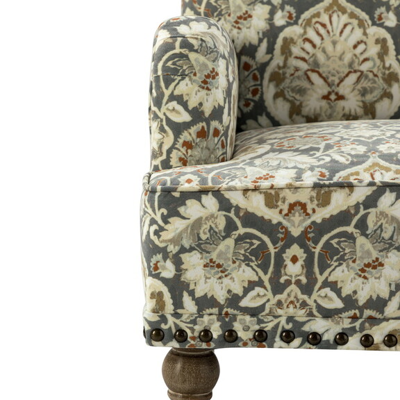 Thyrsus Armchair with Nailhead Trim and Turned Leg...