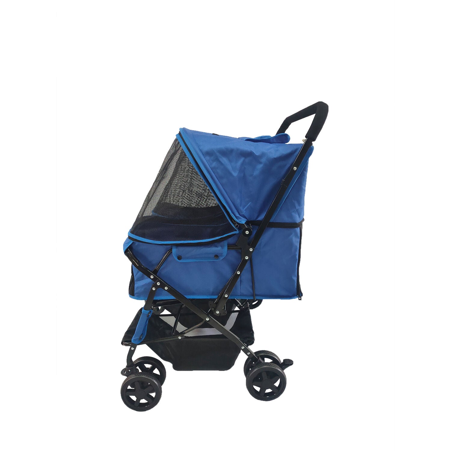 Critter Sitters Double Pet Stroller with Storage | Carriage Carrier for Animals up to 44 lbs | 4-Wheel | For Cats， Small/Medium Dogs， Rabbits and Guinea Pigs | Blue