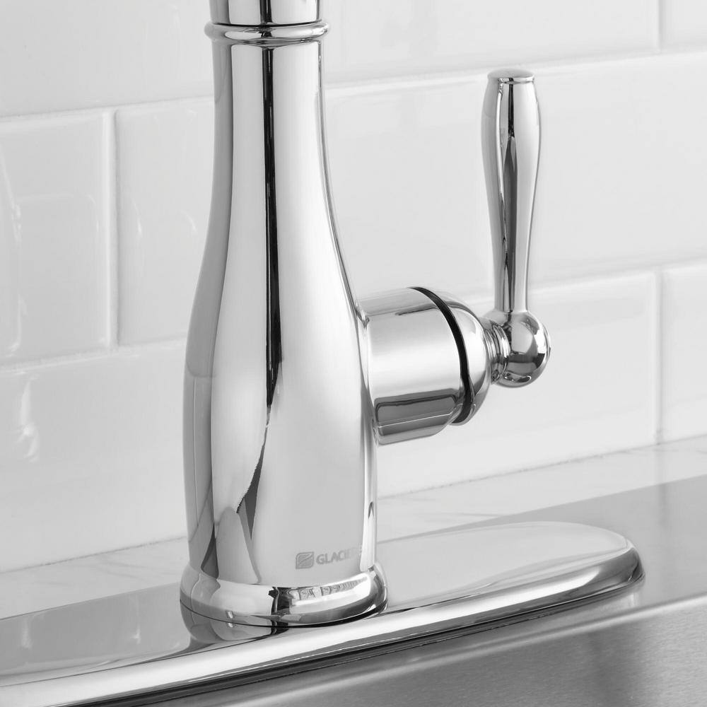 Glacier Bay Mandouri Single-Handle Spring Neck Pull-Down Sprayer Kitchen Faucet with Soap Dispenser in Polished Chrome HD67458-1301