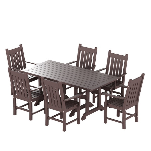 Polytrends Laguna Hdpe All Weather Outdoor Patio Dining Set with Rectangle Table，Arm Chairs (7Piece Set)