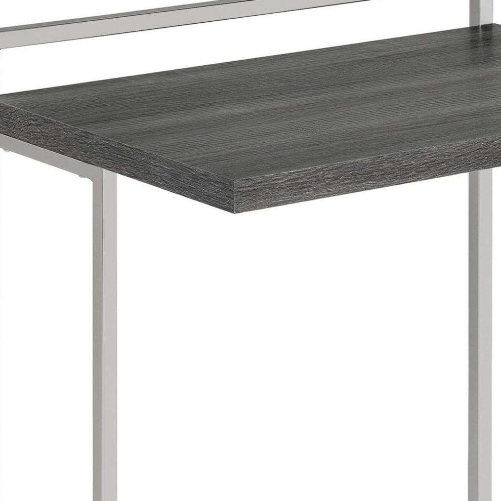 Dey 27 Inch C Shape Side End Table Weathered Gray Top Satin Nickel Metal   Contemporary   Side Tables And End Tables   by Dot  ampBo  Houzz