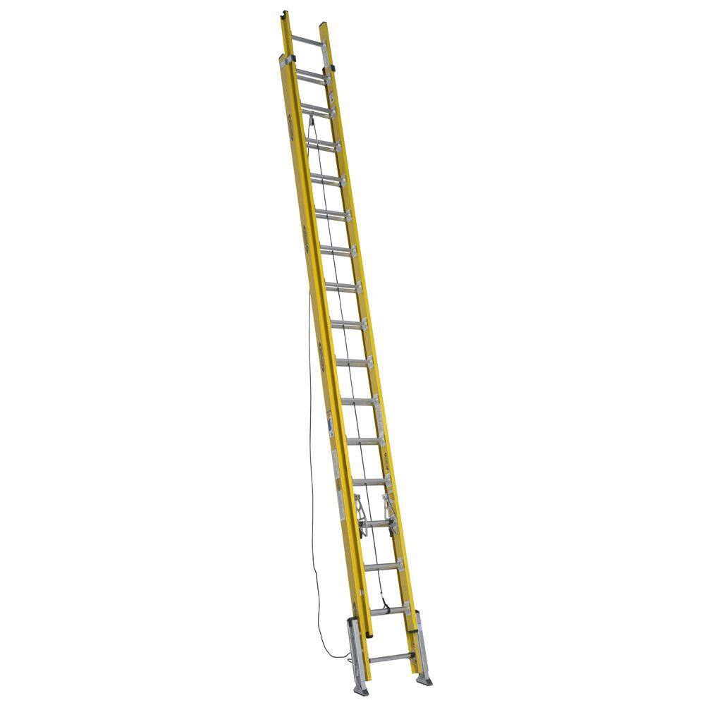 Werner 32 ft. Fiberglass D-Rung Leveling Extension Ladder with 375 lb. Load Capacity Type IAA Duty Rating D7132-2LV