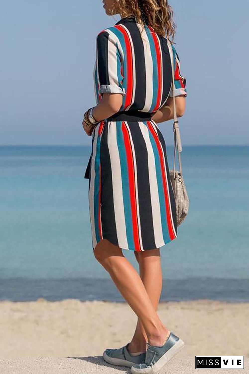 Striped Long Sleeve Shirt Dress