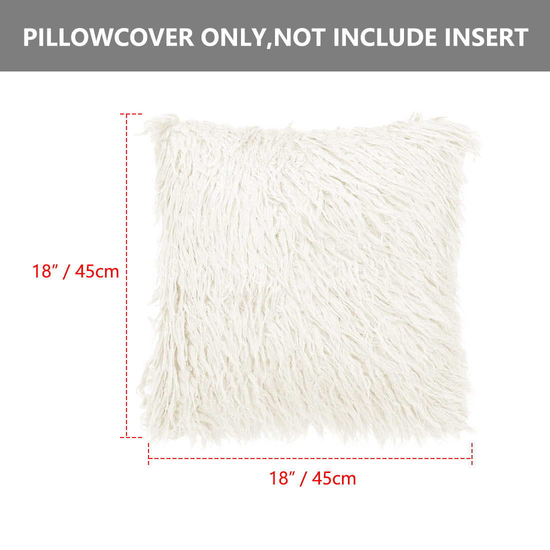 Unique Bargains 2-Pack Shaggy Decorative Throw Pillow Cases 18