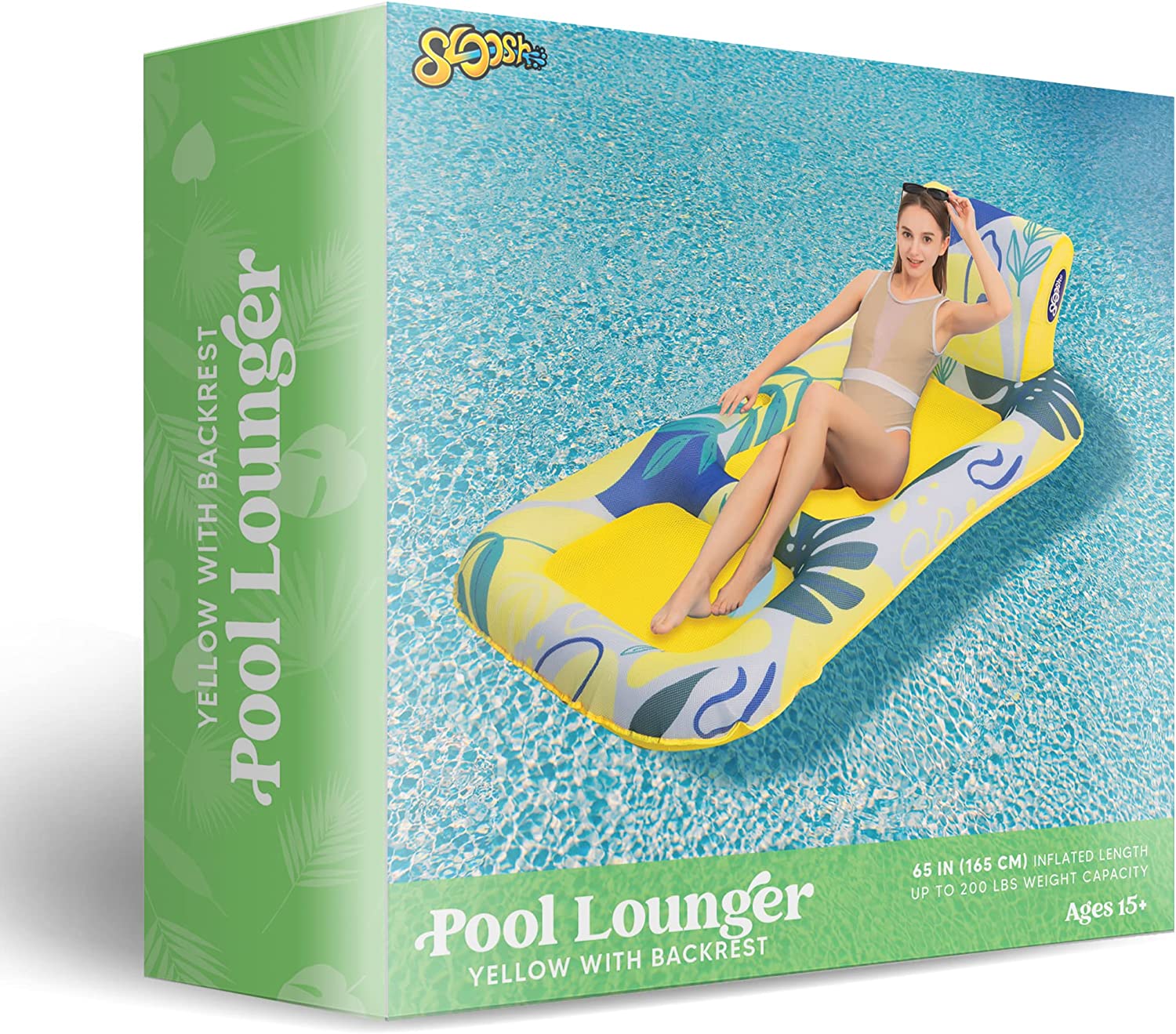 Clearance - Luxury Pool Lounge with Backrest, Yellow