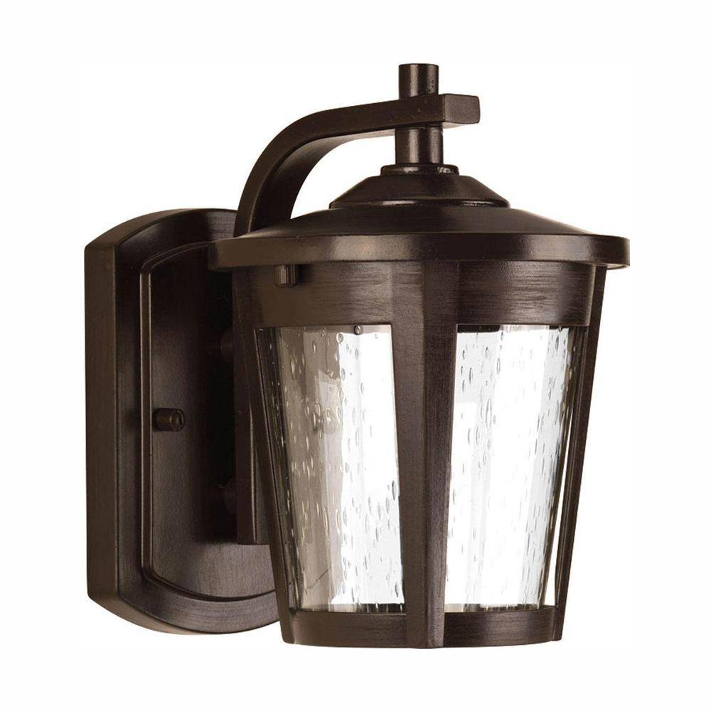 Progress Lighting East Haven LED Collection 1-Light Antique Bronze Clear Seeded Glass Transitional Outdoor Small Wall Lantern Light P6077-2030K9