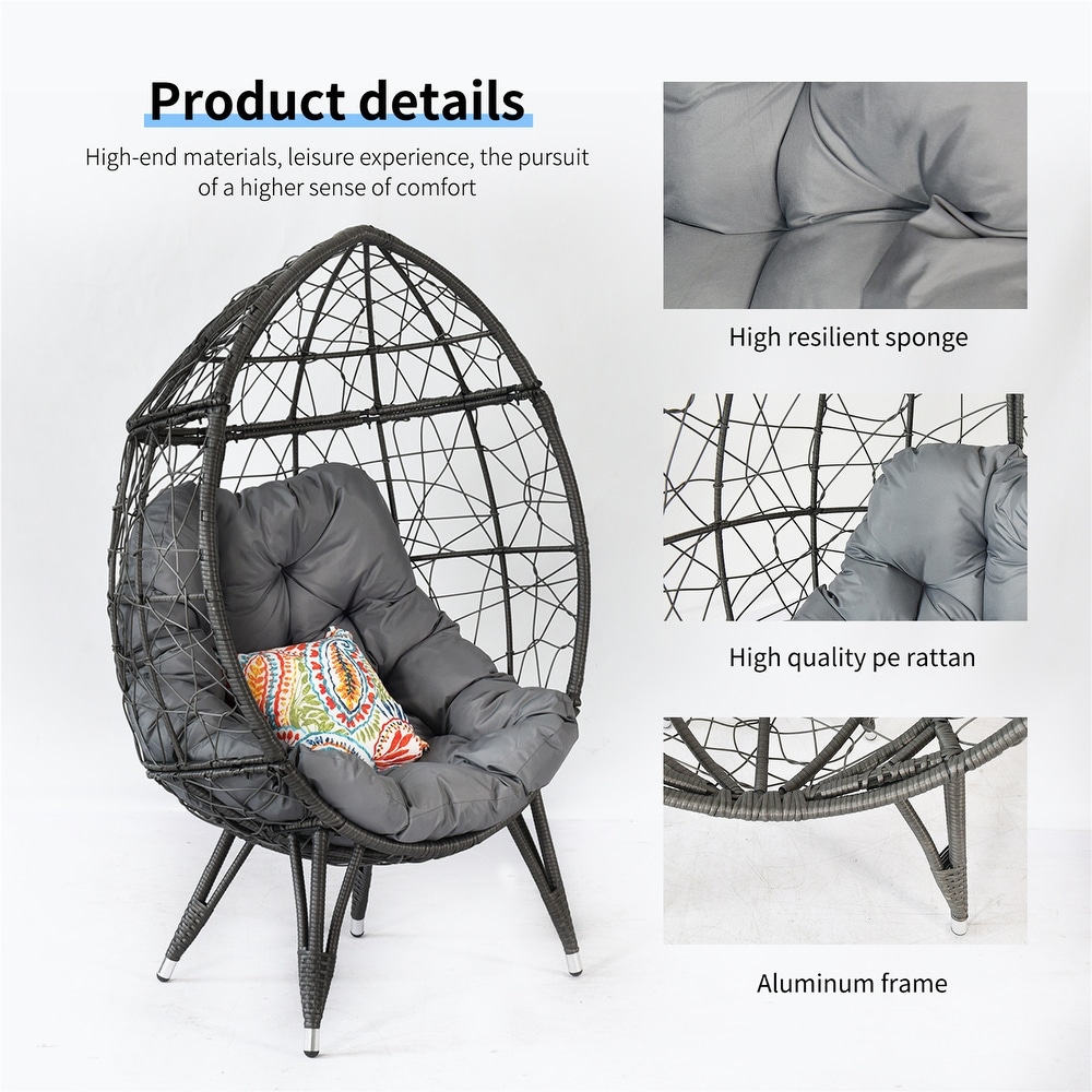 Outdoor Patio Basket Wicker Chair with Cusion