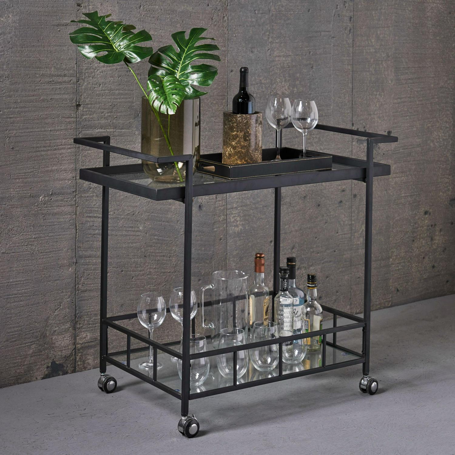 River Street Designs Cinphany Tempered Glass Bar Cart