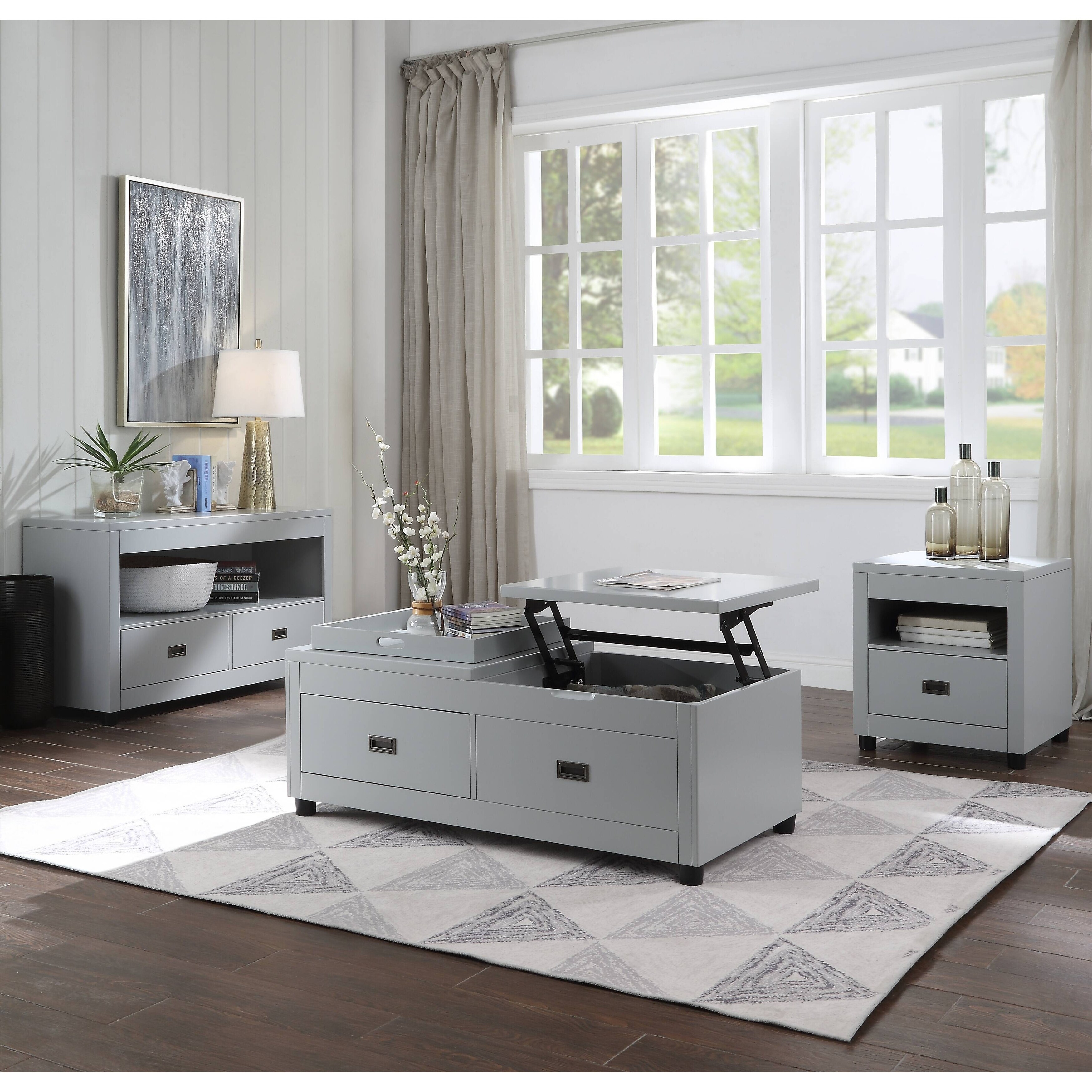 ACME Eleanor End Table in Dove Gray