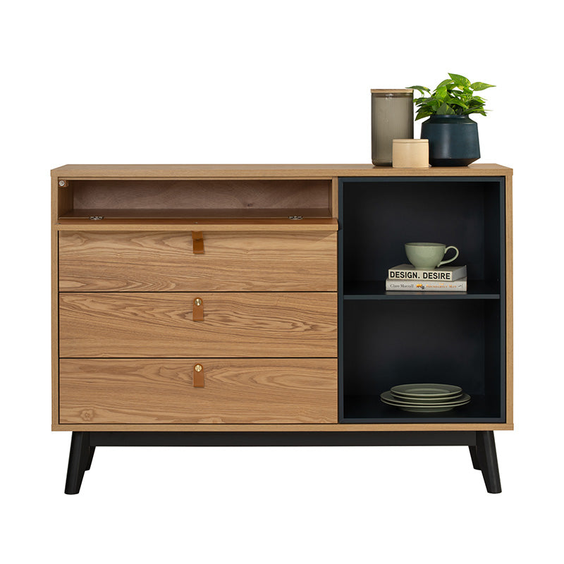 CASTOR Sideboard Buffet 125cm - Natural, Navy Blue & Black