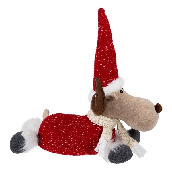 Laying Plush Moose Christmas Figure