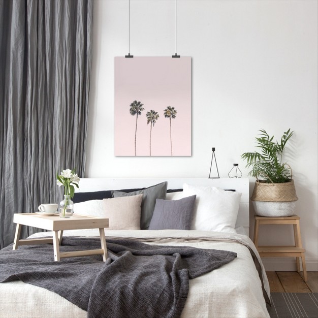 Americanflat Botanical Coastal Palm Trees In Pink By Sisi And Seb Poster Art Print