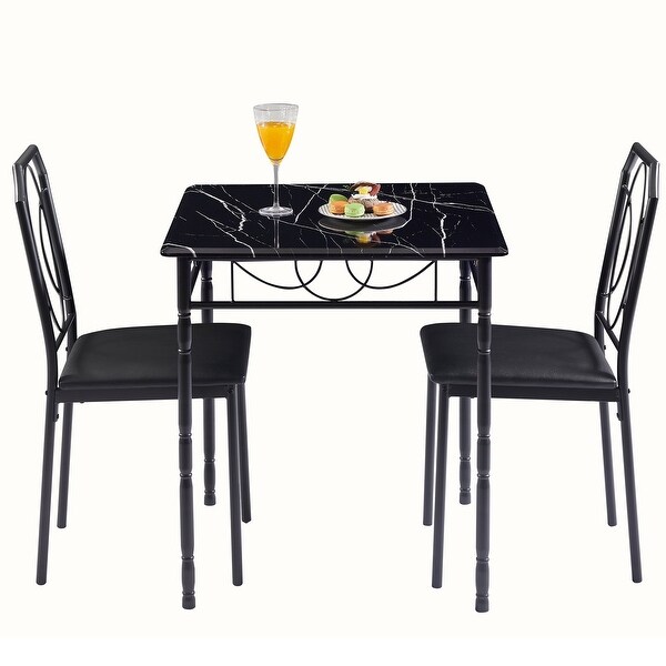 3-Piece Dining Table Set with 2 Chairs for Home Kitchen Breakfast Nook