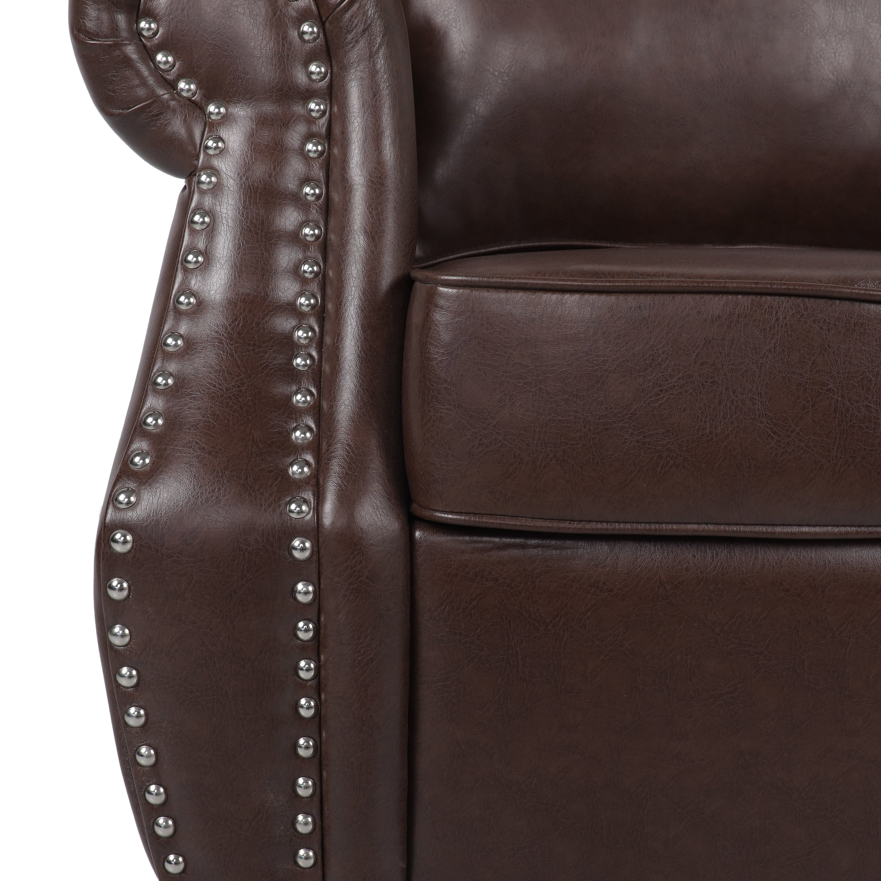 Burkehaven Contemporary Faux Leather Club Chair with Nailhead Trim