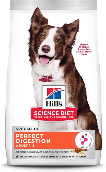 Hill's Science Diet Adult Perfect Digestion Chicken， Brown Rice， and Whole Oats Recipe Dry Dog Food