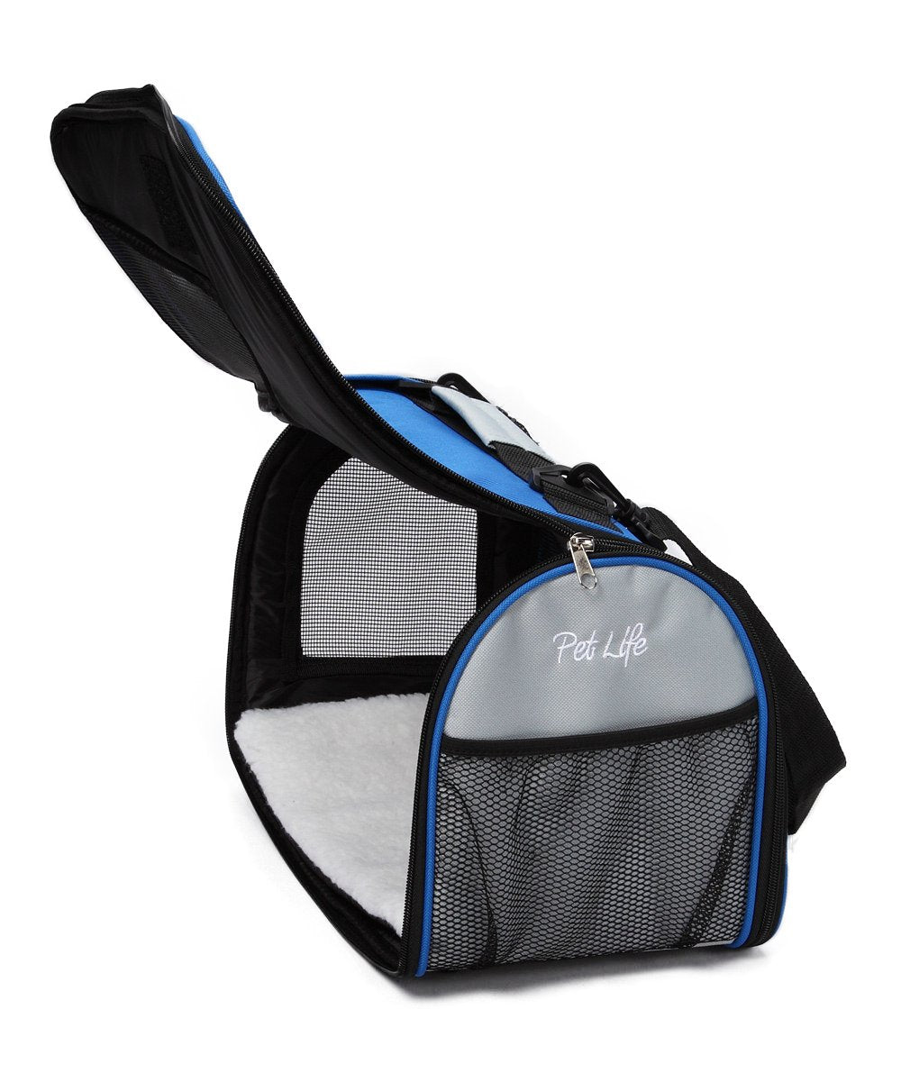 Pet Life ® Sporty Mesh Airline Approved Zippered Folding Collapsible Travel Pet Dog Carrier