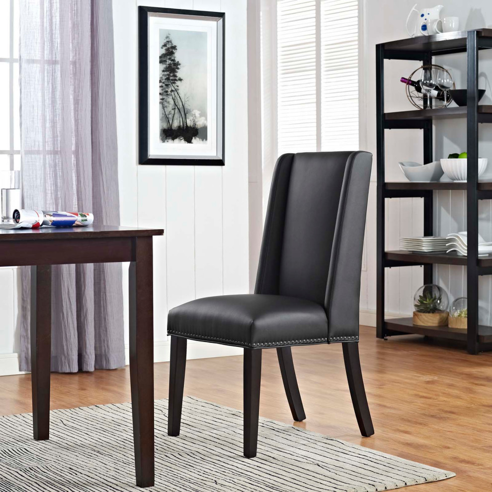 Baron Parsons Faux Leather Dining Side Chair   Transitional   Dining Chairs   by PARMA HOME  Houzz