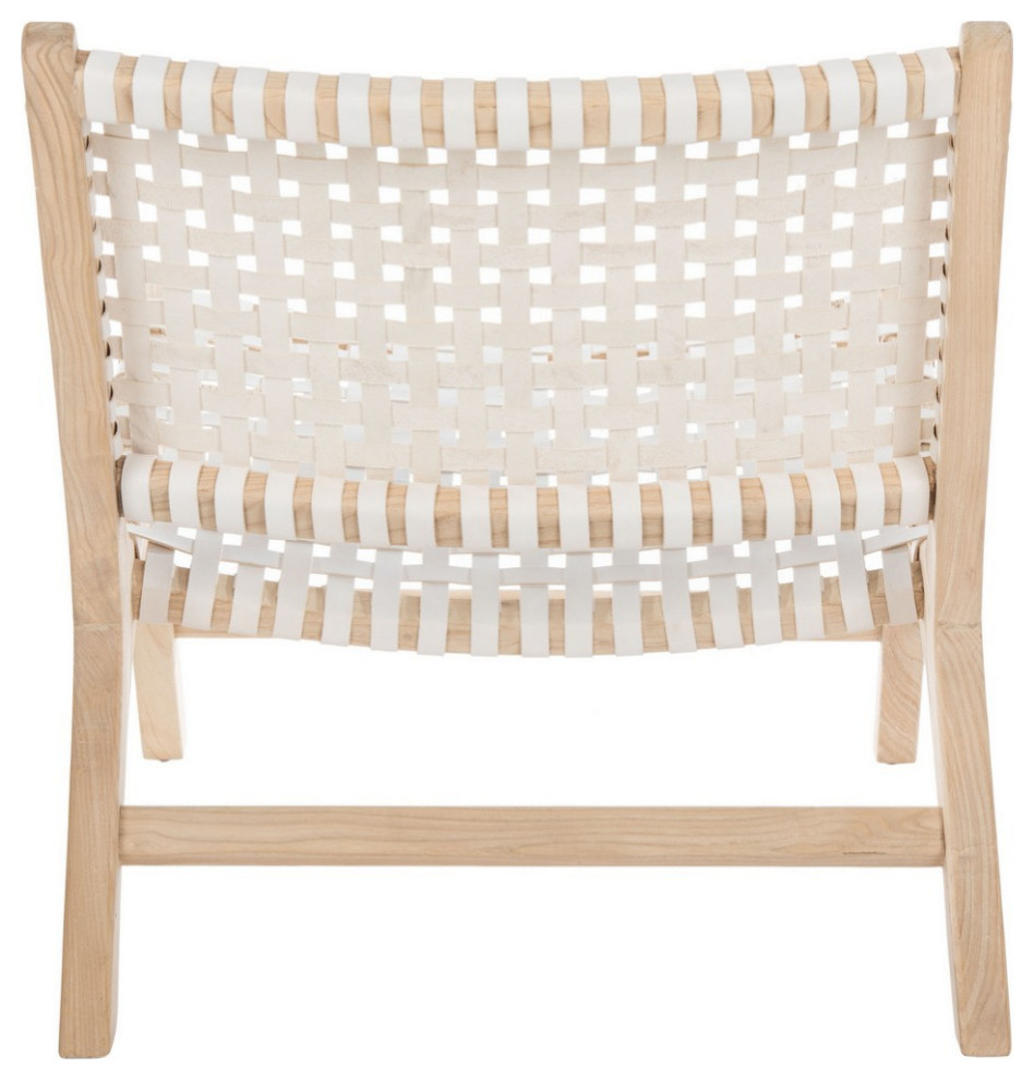 Lana Leather Woven Arm Chair Natural/ White   Midcentury   Armchairs And Accent Chairs   by Virgil Stanis Design  Houzz