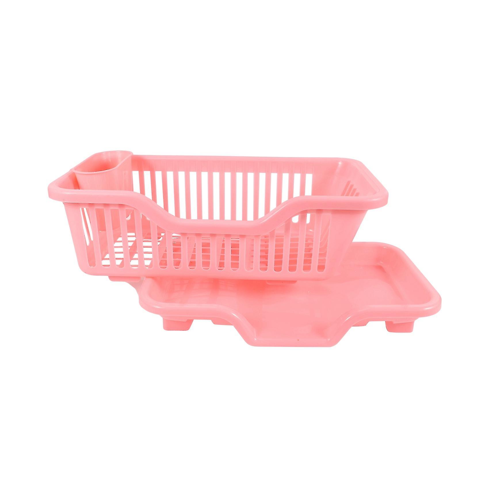 Environmental Plastic Kitchen Sink Dish Drainer Set Rack Washing Holder Basket Organizer Tray， 17.5