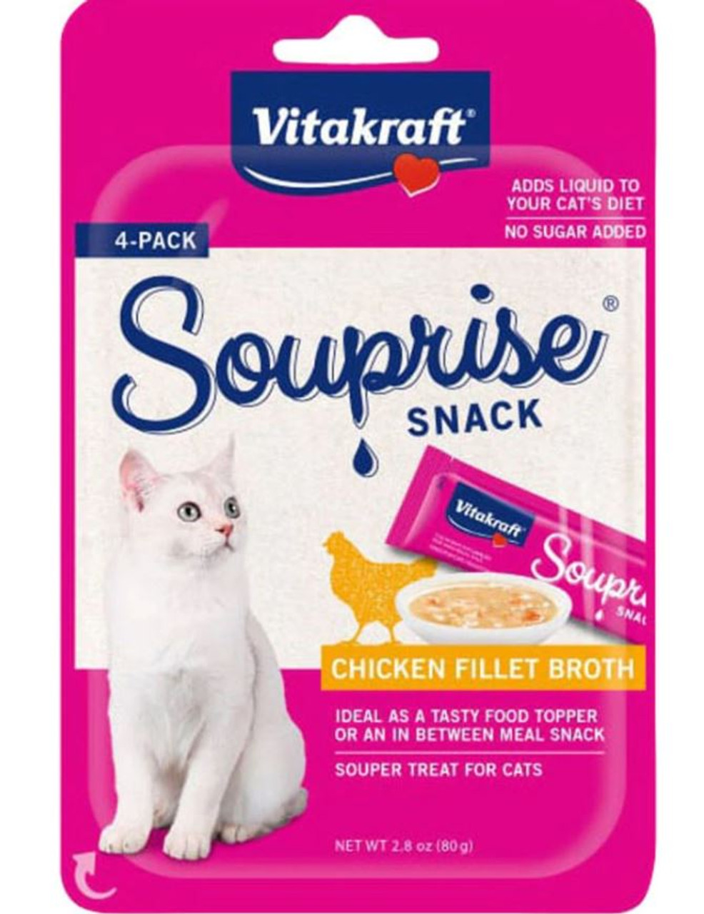 Vitakraft Souprise Chicken Fillet Broth Cat Treats， 4 Pack