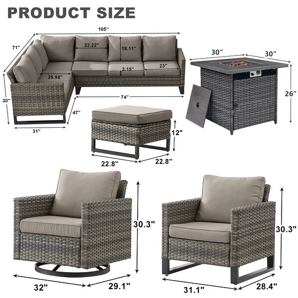 Outdoor Patio Sofa with Swivel Chairs Set