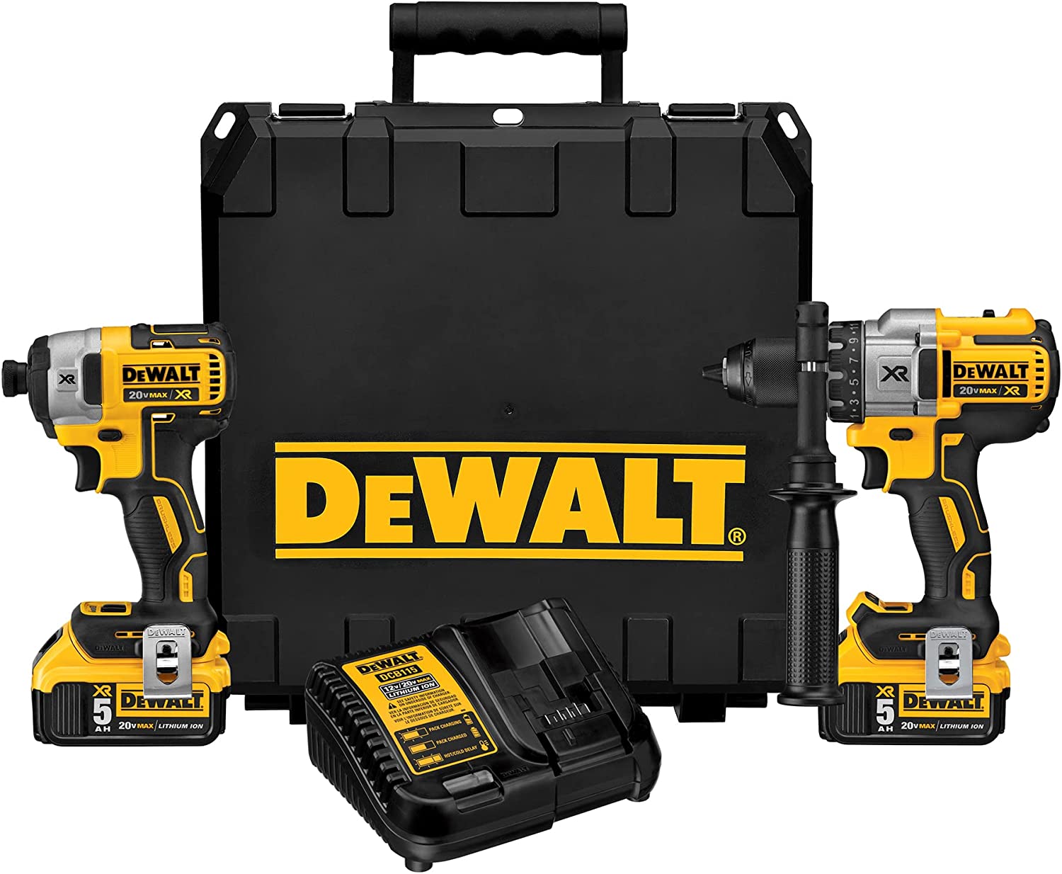 DEWALT DCK299P2 20-Volt MAX XR Cordless Brushless Hammer Drill/Impact Combo Kit (2-Tool) with (2) 20-Volt 5.0Ah Batteries and Charger