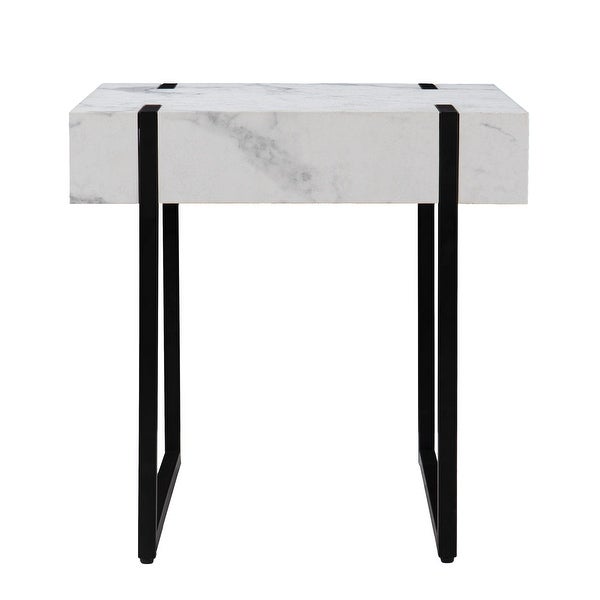 SEI Furniture Kiernan Modern Faux Marble Side Table