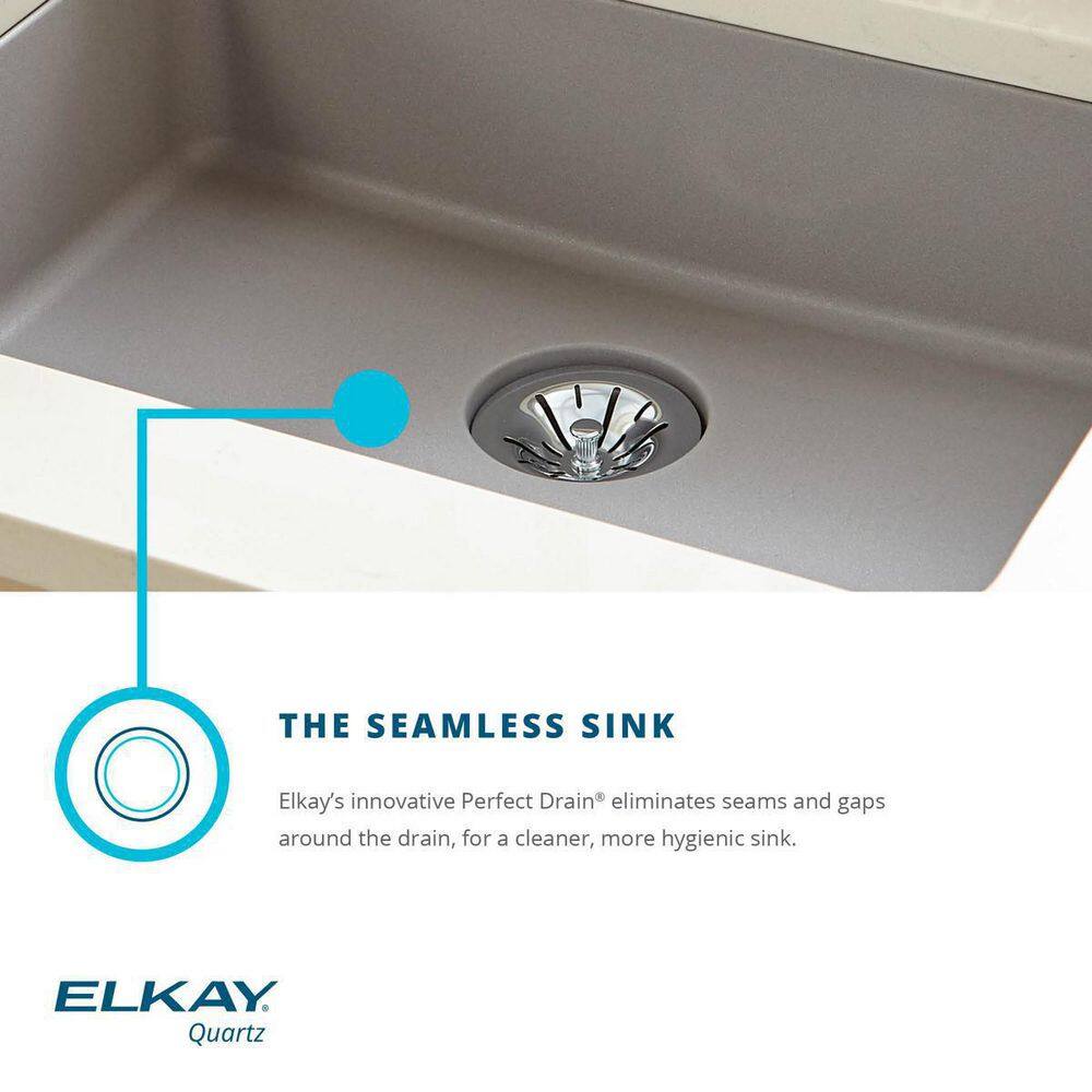 Elkay Quartz Classic White Quartz 25 in. Single Bowl Undermount Kitchen Sink with Perfect Drain ELGUAD2519PDWH0