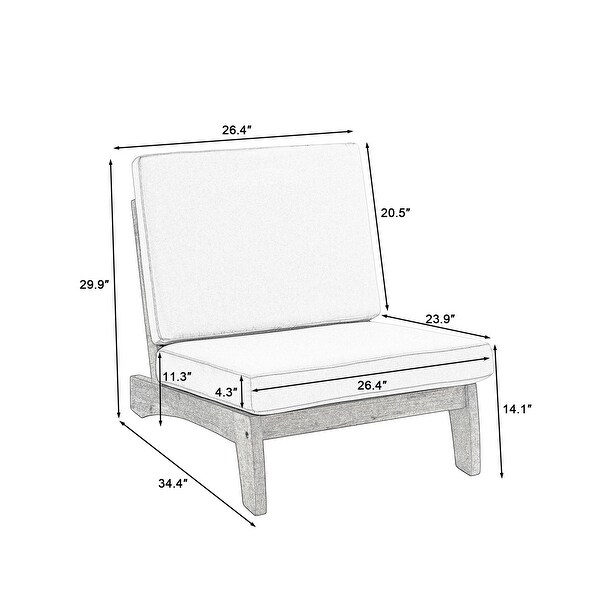 Wood Outdoor Sectional Furniture 2 Seat Armless Patio Sofa