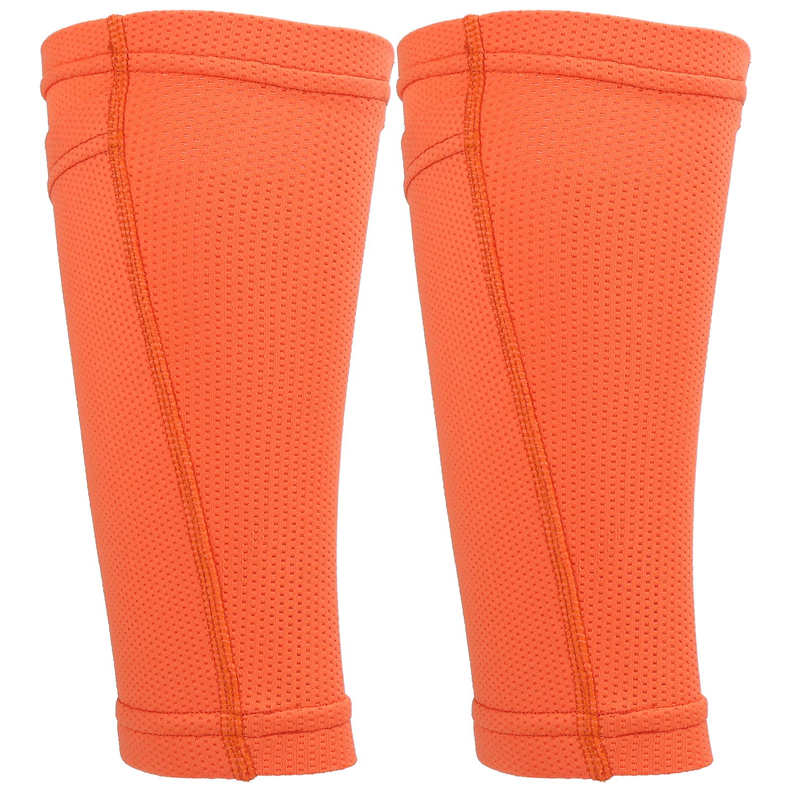 1 Pair Soccer Shin Guard Socks Double Layer Shin Pad Sleeves For Football Training Orangeyouth / M