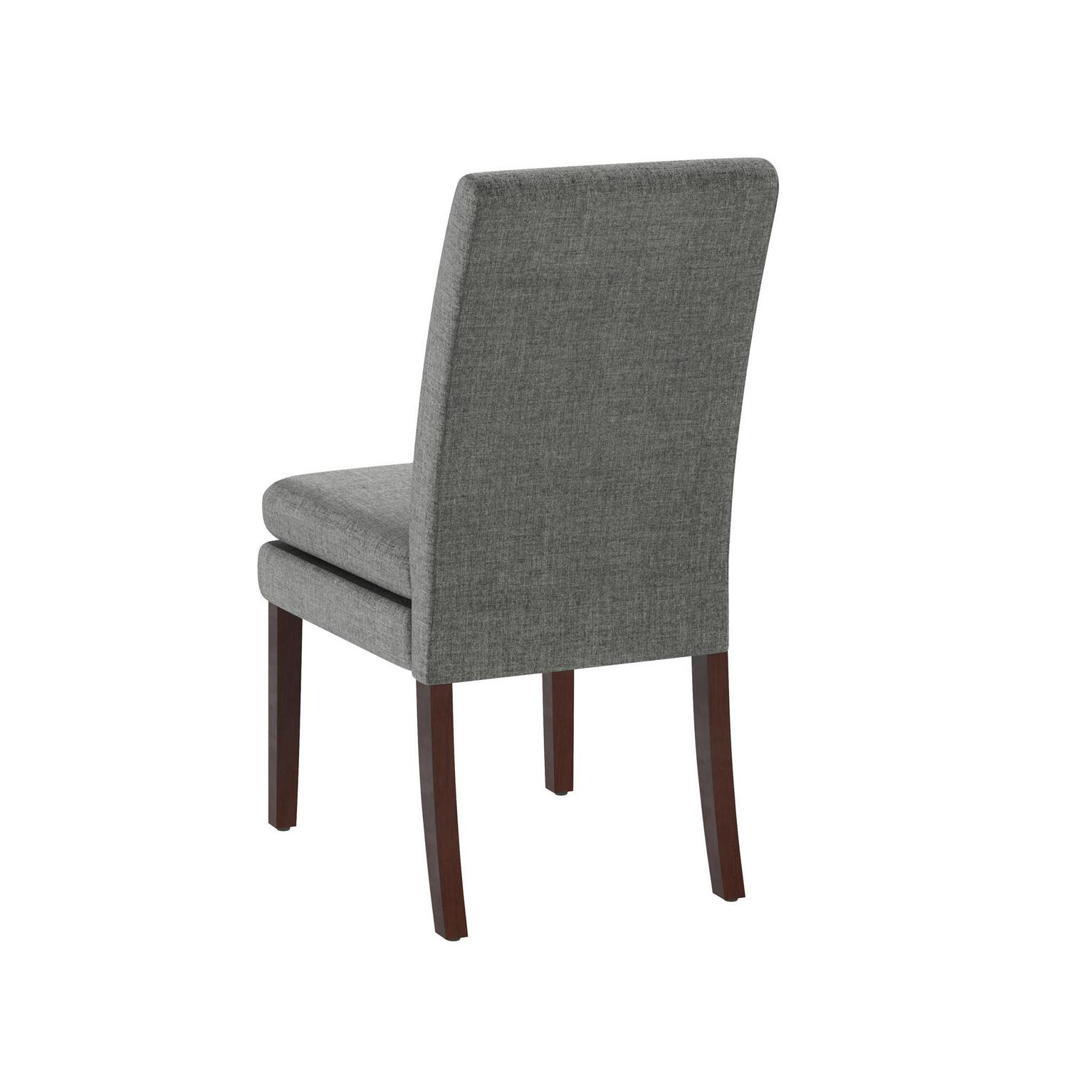 DHP Clark Upholstered Dining Chair Gray Linen with Dark Base Set of 2  Crowdfused