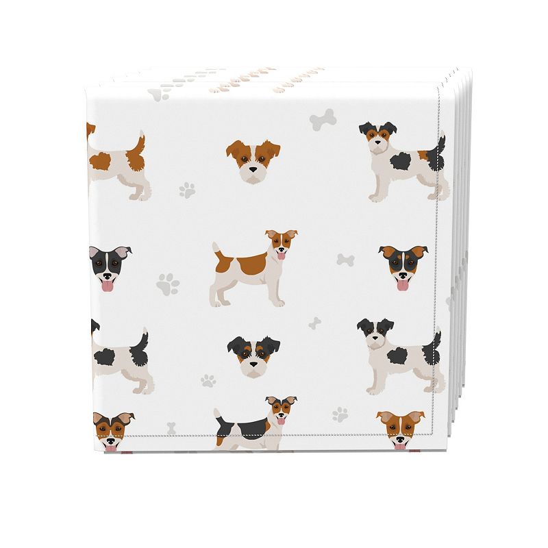 Napkin Set of 4， 100% Cotton， 20x20， Jack Russel Designs