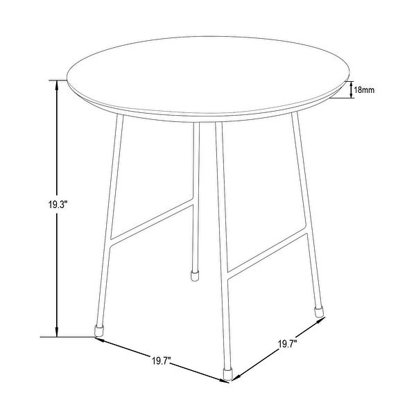 LeisureMod Rossmore Modern Round Side Table With Black Steel Frame - 19.7