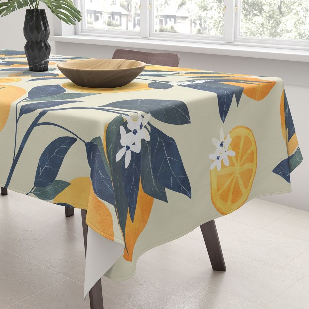 El Buen Limon Oranges Branch And Flowers Tablecloth deny Designs