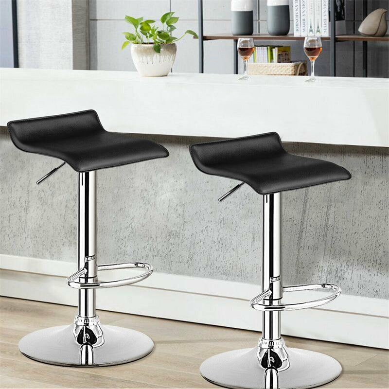 2-Pack Modern Swivel Bar Stools, Adjustable Height PU Leather Backless Counter Stools, Kitchen Dining Chairs