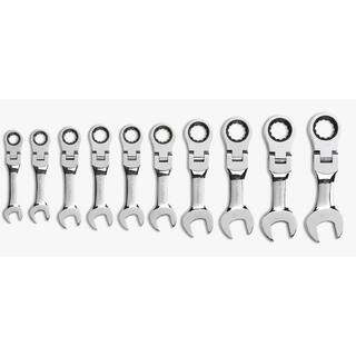 GEARWRENCH Metric 72-Tooth Stubby Flex Head Combination Ratcheting Wrench Tool Set (10-Piece) 9550