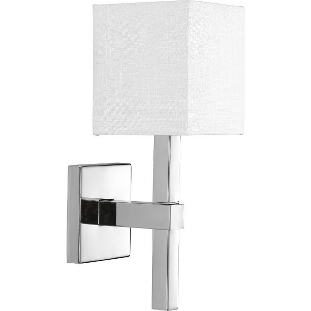 Progress Lighting Metro 1 light Wall Sconce Polished Chrome Linen Shade